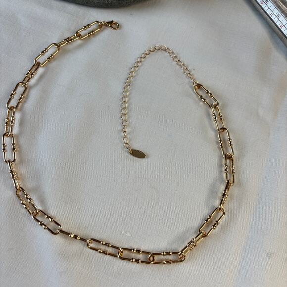 Textured Gold Paperclip Style Chain Necklace Adjustable Trending Classic NWT - Picture 4 of 6